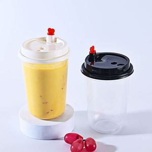 Gobelet en plastique jetable transparent en PP de 500 ml (90-16 oz) avec couvercles, forme en U, pour boissons froides, thé au lait Boba, café, avec logo personnalisé - Product Image 3