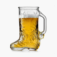 Ensemble de 2 tasses à bottes en verre avec poignées, verres à bière, sans plomb, lavables au lave-vaisselle