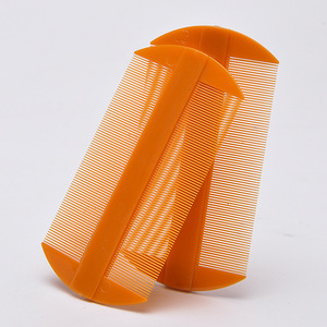 Peine de dientes ultrafinos para caspa, piojos, pulgas, portátil, de plástico, tamaño pequeño, para uso infantil, color naranja rojo, diseño geométrico - Product Image 2