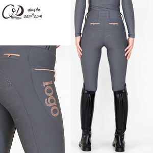 מכנסי רכיבה צמודים עם לוגו אבני חן, כיס צד עם רוכסן, בד נושם וגמיש נגד החלקה, ייצור בהתאמה אישית (OEM) לפעילויות רכיבה - Product Image 2