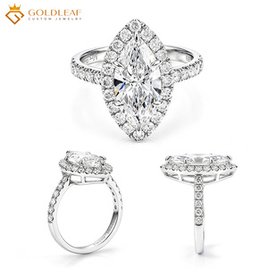 Anillo de Compromiso Goldleafgem Personalizado Clásico con Diamante Cultivado en Laboratorio de Corte Marquise de 1CT, 2CT, 3CT, 10k, 14k, 18k, Certificado IGI para Boda - Product Image 4