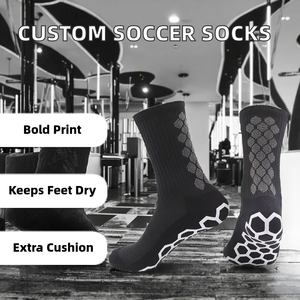 Calcetines de Fútbol de Invierno Personalizados de Alta Calidad, Tejidos, con Patrón de Letras y Logotipo en el Cuerpo, el Puño y la Parte Inferior, Diseño de Marcas Famosas - Product Image 2