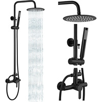 Exportation Commerciale Internationale : Ensemble de Douche Circulaire en Acier Inoxydable Design Hyundai avec Barre Coulissante Murale et Robinet Pluie Pressurisé