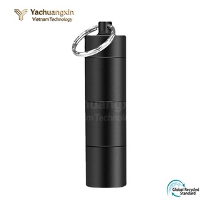 Outdoor <b>Aluminum</b> Alloy Keychain Medicine Bottle Portable Survival <b>Container</b> Black 1pc - Product Image 2