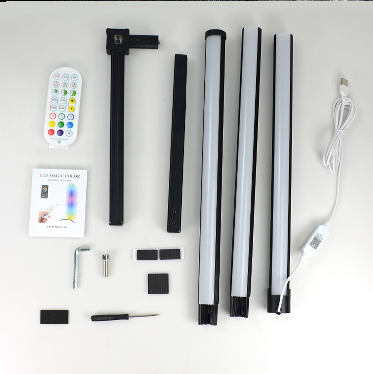 RGB LED Floor Lamp Bedroom Decoration RGBIC Corner Floor Lamp Remote Control Indoor Atmosphere Lamp