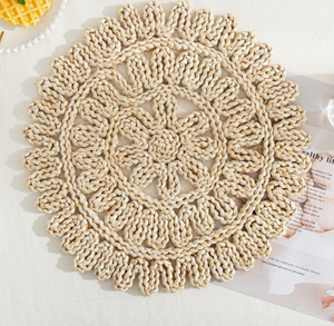 Tapete de mesa de paja tejida hecha a mano, estera de té de estilo japonés con piel de maíz natural para el hogar, aislante del calor - Product Image 4