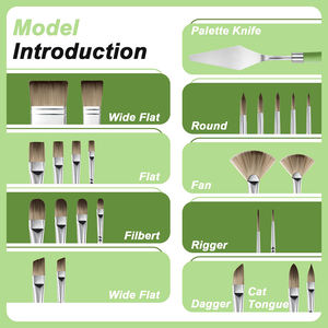 Xin Bowen - Juego de 25 Pinceles de Pintura Acrílica de <span class=keywords><strong>Diferentes</strong></span> Formas, Pinceles de Artista con Mango Verde y Espátula - Product Image 3