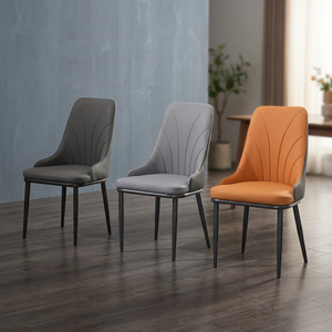 Silla Moderna de Piel Sintética para Sala de Estar, Respaldo Sólido, Patas de Metal, Diseño Contemporáneo, Muebles para el Hogar - Product Image 2