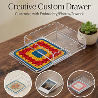 Plateau de service décoratif en acrylique pour photos, œuvres d'art, messages et serviettes – Panier de rangement portable pour usage en restaurant