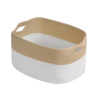 Panier de rangement pliable en corde de coton grande capacité, boîte organisatrice de bureau pour jouets, articles divers, cosmétiques, et artisanat