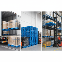 Palettes industrielles en PEHD robustes, empilables, 1210 Grid, 9 pattes, entrée 4 directions, pour vente de liquidation et stockage