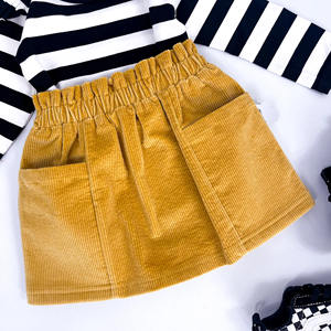 कपास कॉर्डडोरो बेबी गर्ल बच्चों के बच्चे बच्चे उच्च कमर वाले इलास्टिक कॉर्ड स्कर्ट - Product Image 3