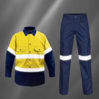 Chemise de travail à manches longues jaune haute visibilité 100 % coton, classe 2 ANSI, vêtements de sécurité réfléchissants pour hommes, vêtements de travail minier, vente en gros