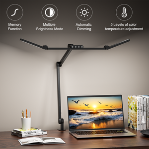 Lampu Meja LED 20W Output Tinggi Versi Penjepit dengan Lengan yang Dapat Disesuaikan untuk Bengkel, Meja Kerja, Pekerjaan Solder, Inspeksi, dan Pekerjaan Presisi - Product Image 2