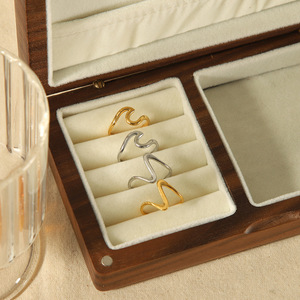 Cincin baja tahan karat wanita, cincin tipis lapisan emas 18 K sederhana sederhana sederhana antialergi - Product Image 6