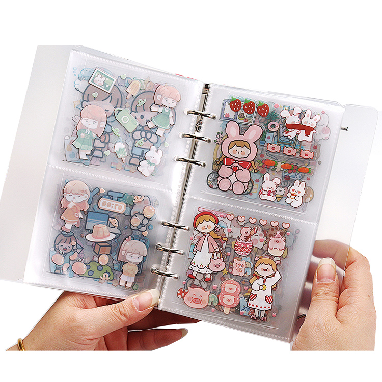 Doraking Waterproof Vinyl Transparent Pink Cartoon Flower Stickers, 200