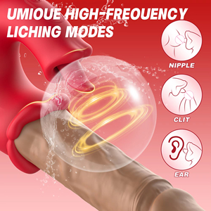 Vibrador de Clítoris y Punto G de Silicona Suave Realista con Doble Estimulación y Lamer, 10 Velocidades, Resistente al Agua, Recargable por USB, para Adultos - Product Image 5