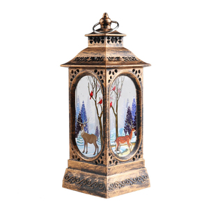 Lanterne de Noël, petite lampe à vent avec motif de cerf, à suspendre ou à poser, décoration de Noël intérieure et extérieure, cadeau de Noël en solde - Product Image 5
