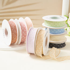 Enkelzijdig <span class=keywords><strong>Diy</strong></span> Polka-Dot Chiffon Lint Kleurrijke Rand Geplooid Haar Jurk Kraag Hoed Accessoires Duurzaam Polyester Cadeau Linten - Product Image 3