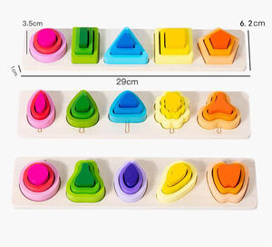 Bentuk geometris blok yang cocok Montessori kayu menyortir dan susun mainan untuk balita 3-10 tahun bentuk menyortir - Product Image 5