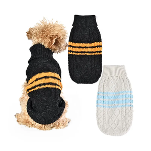 2025 Fabrikverkauf Luxuriöser Gestreifter Regenbogen Handgestrickter Hundemantel für den Täglichen Gebrauch - Product Image 1