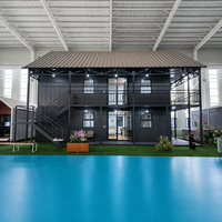 Villa conteneur duplex de 40 pieds, maison modulaire à deux étages, hauteur supplémentaire pour hôtel, complexe hôtelier, jardin