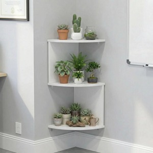 <b>Wall</b> Corner Shelf 3 Tier White <b>Wall</b> <b>Mounted</b> Storage Rack For <b>Plants</b> Display Home Office Use - Product Image 1