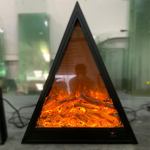 Đen Tempered Glass tam giác điện lò sưởi chèn với điều khiển từ xa kim loại TRIM Tiếng Anh điều hành ngôn ngữ cho khách sạn - Product Image 6