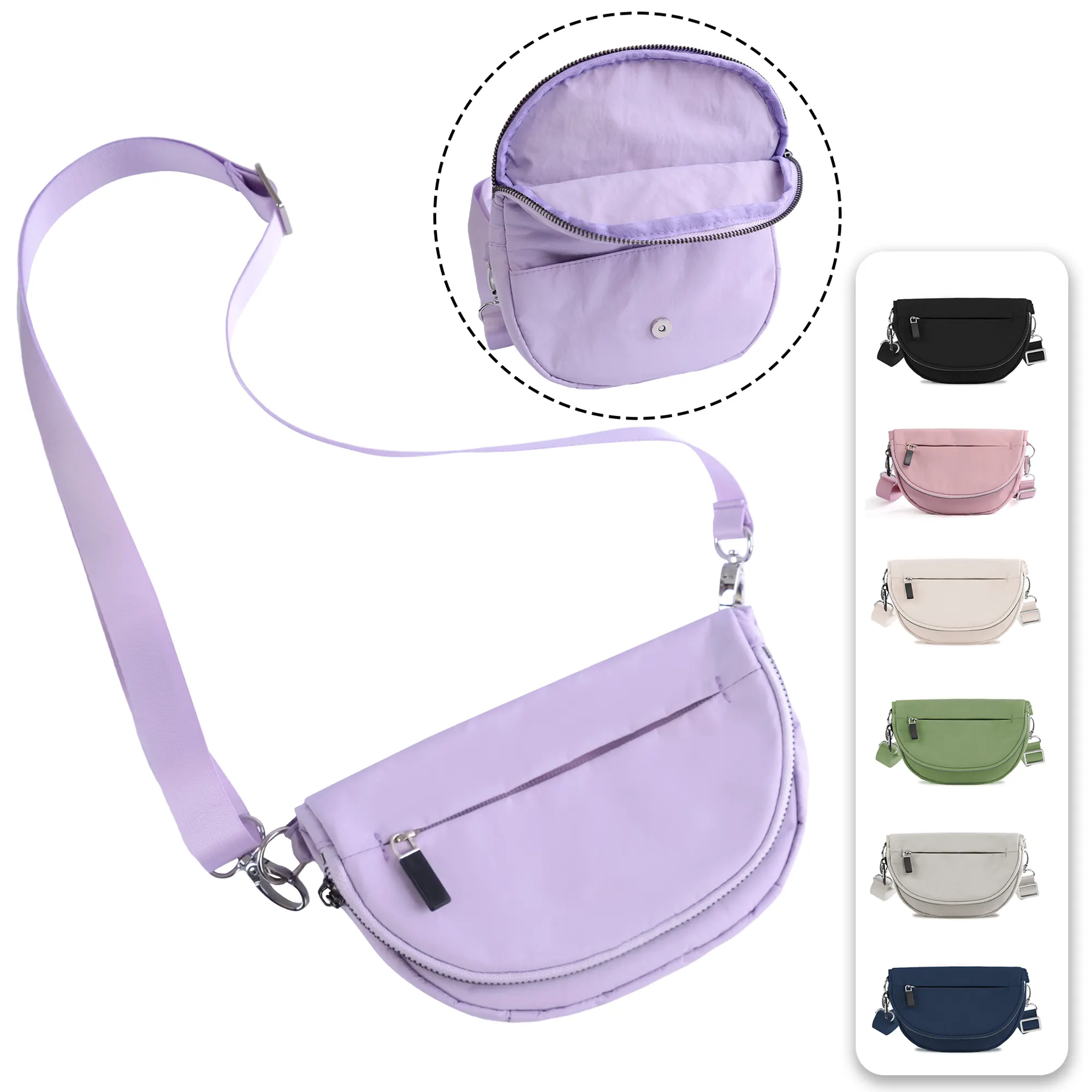 Ở khắp mọi nơi dây kéo vành đai Ngực Túi 2L có thể gập lại Mini Nylon Messenger Crossbody Túi thể thao Yoga phòng tập thể dục tất cả các đêm lễ hội Túi