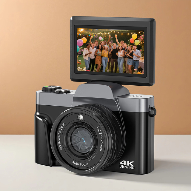 Sonida OEM Bulk Retro Compact 4K Digital Camera for Kids 64MP 3\" 180° Flip Screen Beauty Filter Function for Young Vloggers