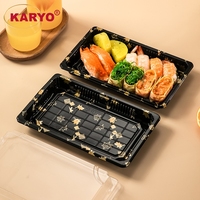 1107 gros rectangle Bento à emporter emballage à emporter plateau à Sushi jetable en plastique alimentaire agneau rouleau Sushi boîte avec couvercle