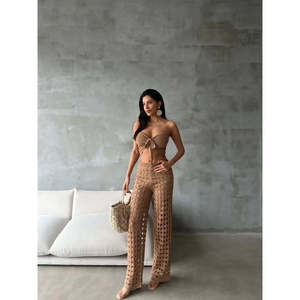 Lined <b>Knit</b> <b>Set</b> Brown Women's Sweater <b>Set</b> Standard Fit - Product Image 3