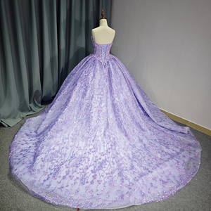 Jancember 6731 Élégant Lilas Bateau Cou Paillettes Perles Soirée Vestidos De 15 Robes - Product Image 5