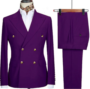 Nouveaux costumes décontractés pour hommes, couleur unie, mode, formel, affaires, mariage, <span class=keywords><strong>smoking</strong></span> de marié, <span class=keywords><strong>veste</strong></span> à revers en pointe, double boutonnage, pantalon - Product Image 1