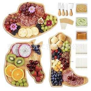 Tabla de Quesos de Bambú de 40cm, Bandeja para Fiestas con Plato para Servir Frutas y Aperitivos, Ideal para Comidas Occidentales - Product Image 1
