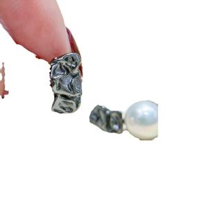 Boucles d'oreilles clous en argent S925, accessoires DIY pour perles avec perles de 9-15 mm, plateau vide pour boucles d'oreilles, design de bijoux tendance, modèle 22220 - Product Image 5