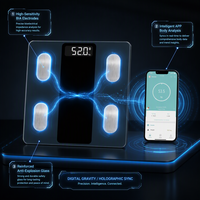 Báscula Inteligente Bluetooth para Grasa Corporal, Gris Oscuro, Vidrio Templado, Pantalla LED Oculta para Precisión, Aparato de Pesaje Profesional para Baño en Casa