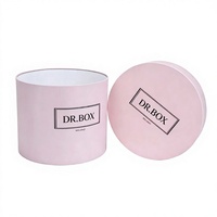 Boîte à fleurs rose personnalisée Dr.Box, boîte rigide en carton cylindrique avec couvercle et base, boîte cadeau avec doublure imperméable, arrangement floral en bouquet, 2 mm