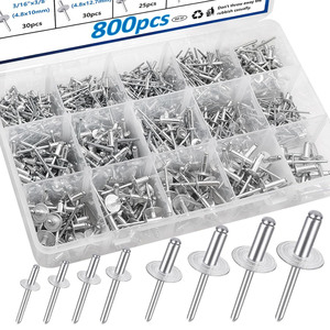 Baiguluo Pop Rivet Set 800pcs Aluminum Blind Rivets 3/8 In Head Diameter Washer Included Construction Industry Use - Product Image 1