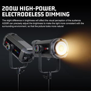 ZSYB A200R-DMX couleur Dimmable RGB lumière vidéo 2700-6500K COB 200W équipement d'éclairage de Studio Led lumière photographique de remplissage en direct - Product Image 2