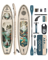 Planche de SUP gonflable portable 11' unisexe en Drop Stitch, avec accessoires de paddle surf individuel/à 3 ailerons
