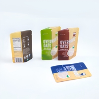 Bolsa Doypack Impresa por Ambos Lados para Overnight Oats con Orificio para Colgar y Ventana, Bolsa Resellable Orgánica para Envasado de Cereales de Desayuno