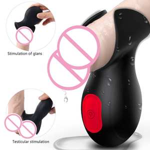 S-hande Silicone mâle masturbateur pénis manchons vibrants pénis tête stimulateur masseur adulte jouets sexuels pour hommes - Product Image 1