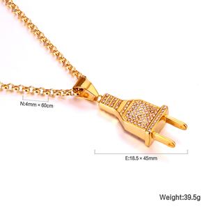 Collar para Hombre, Tipo Joyería, Chapado en Oro, con Colgante y Cristal - Product Image 4