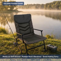 Chaise de pêche pliante inclinable en gros, avec cadre en fer et tissu Oxford, pour camping extérieur, inclinaison totale