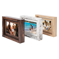 Cadre mural vertical en bois flottant, moderne, écologique, durable, brun vieilli, double vitrage, pour photos couleur, vente en gros