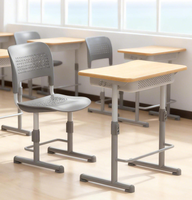Meubles scolaires en métal et en bois durables et abordables, ensemble bureau et chaise pour étudiants avec hauteur réglable pour la salle de classe