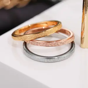 Корейские Популярные матовые кольца из титановой стали, модные парные кольца из нержавеющей стали цвета розового золота 18 карат, изящные кольца, ювелирные изделия