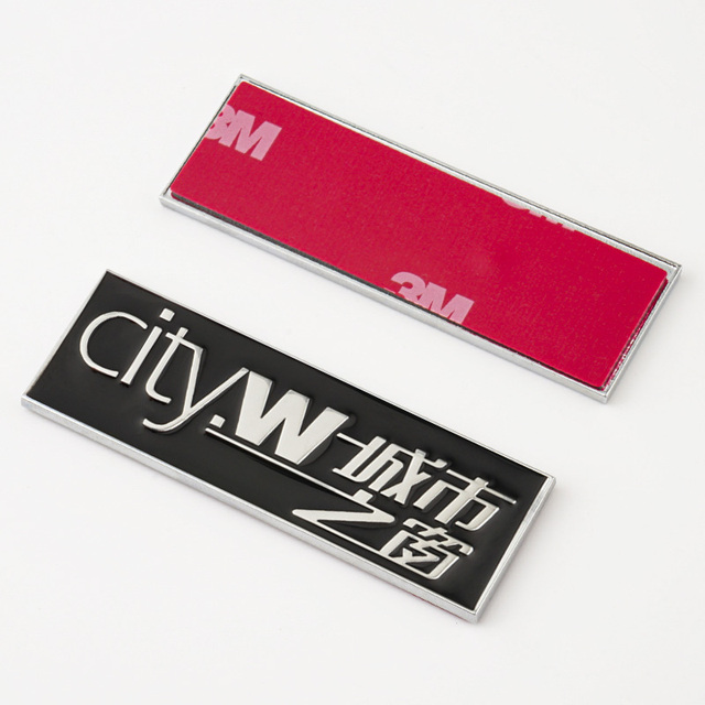 Zinc Alloy 3M Adhesive Metal Label Logo Custom Raised up Logo Metal Name Plate Silver Self Adhesive Metal Logo Tag for Boxes