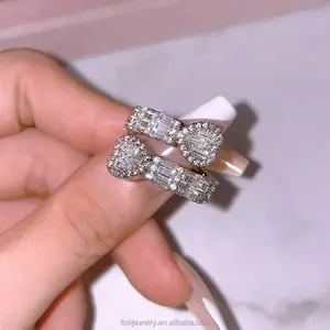 Foxi perhiasan modis cincin kuningan klasik cincin timah nickel-free18K berlapis emas Zircon es keluar cincin hati untuk wanita pria